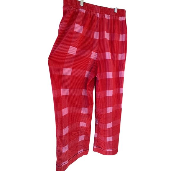Anthropologie Porridge Womens Medium Red & Pink Plaid Wide-Leg Pants 100% Cotton - Picture 14 of 14